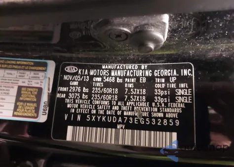 2014 Kia Sorento Ex V6 from USA, damaged, VIN 5XYKUDA73EG532859